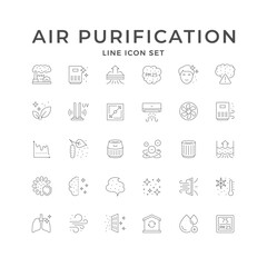 Set line icons of air purification