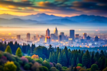 Obraz premium Blurred Silicon Valley Cityscape Innovation Hub Urban Landscape, urban, technology hub, skyline, buildings, modern - generative AI