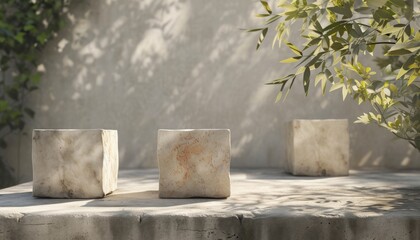 Naklejka premium A picturesque view of a marble garden bench, providing a charming spot for contemplation and enjoyment in the park.