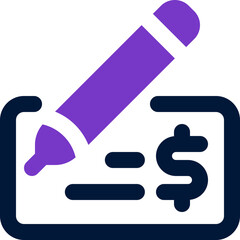 cheque icon. vector dual tone icon for your website, mobile, presentation, and logo design.