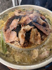 Grilled pork on a charcoal grill,Thai food