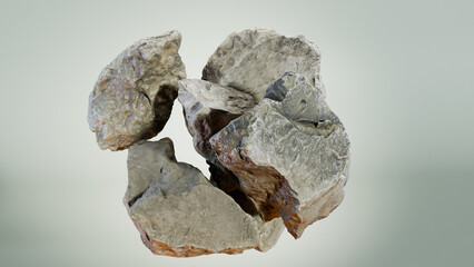 abstract background with levitating stones rocks cobblestone, asteroid meteorite rock float, stone fragments, 3d render © MohammedElAmine