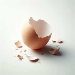 broken egg shell on white
