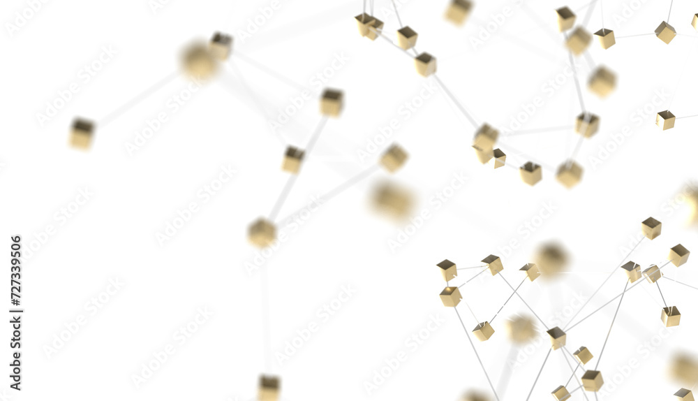 Fototapete Abstract polygonal space with connecting dots and lines. Dark background. Connection structure. 3d Widescreen