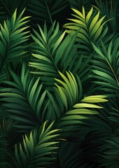 Wallpaper of exotic dark green leaves with different type of green shades. Generative ai.