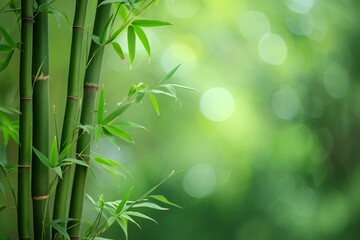 Fototapeta na wymiar young bamboo over green nature background
