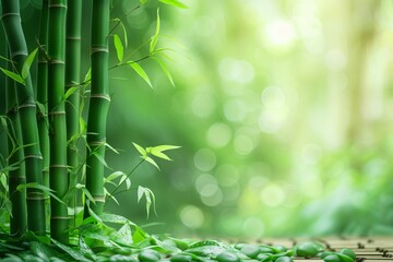 Fototapeta na wymiar young bamboo over green nature background