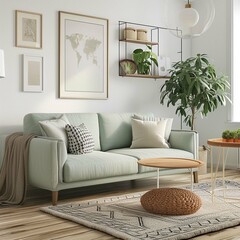 Stylish Scandinavian living room with