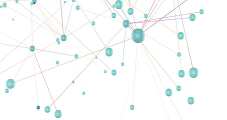 Abstract polygonal space with connecting dots and lines. Dark background. Connection structure. 3d Widescreen