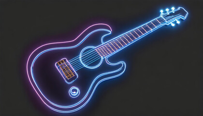 Fototapeta na wymiar Neon guitar. Generative AI