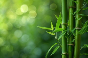 young bamboo over green nature background