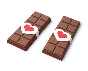 3D Rendering Valentine's Chocolate Bar Isolated On Transparent Background, PNG File Add. Generative AI
