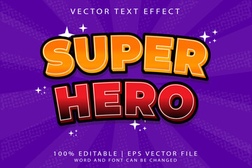 Editable text effect super hero 3d cartoon template
