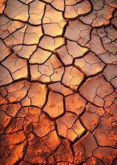 Texture of different shades of brown dry cracked ground surface, climate change. Generatie Ai.
