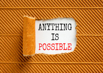 Anything is possible symbol. Concept words Anything is possible on beautiful white paper. Beautiful...