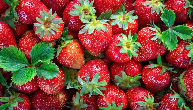 Top-view angle background of Strawberry fruits.