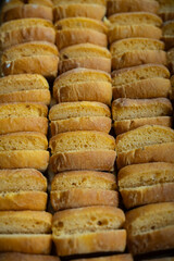 bread rolls prepared for filling