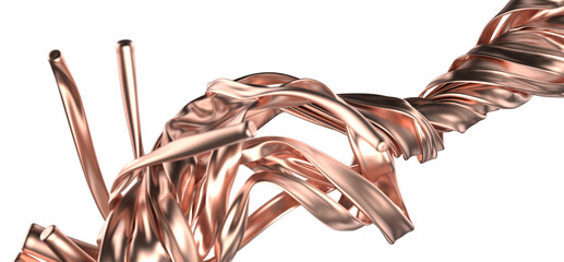 Intricate Luster: Abstract 3D Gold Cloth Illustration with Delicate Details