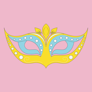 Happy carnival festive concept with musical trumpet mask. Carnival mask. Vector illustration