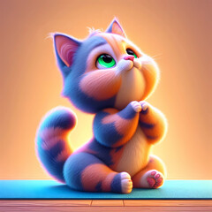 cute playful kitten cartoon character