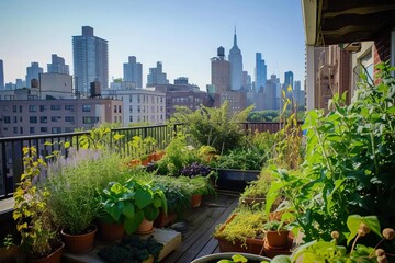 Innovative urban farmer cultivating rooftop gardens Nurturing green spaces in the concrete jungle