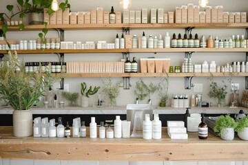 Organic skincare boutique showcasing natural products and personalized beauty consultations