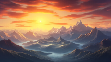 Stunning mountains, panoramic peaks PPT background