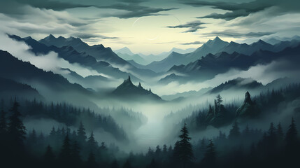 Stunning mountains, panoramic peaks PPT background