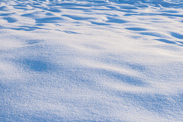 Fresh, snowy surface in sunny weather during the day.