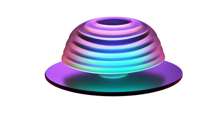 3D solid holographic icon on white or transparent background