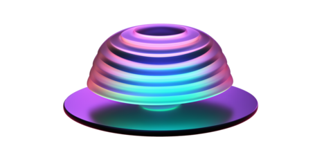 3D solid holographic icon on white or transparent background