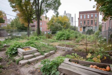 Urban renewal initiative focusing on community gardens and public art installations