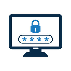 Computer with password access icon.