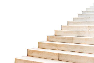 Marble staircase with stone stairs in building in PNG isolated on transparent background