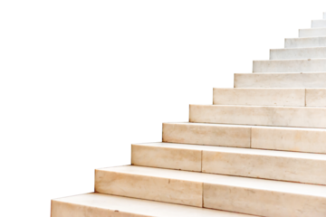 Marble staircase with stone stairs in building in PNG isolated on transparent background