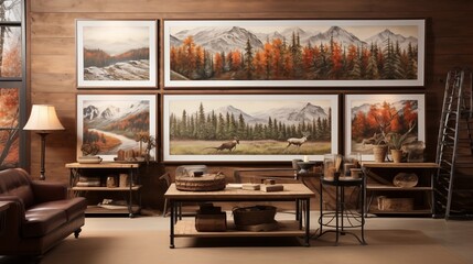 Display nature-inspired artwork, such as landscape paintings or animal motifs, to celebrate the rustic themear
