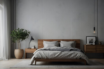 Concept photo of minimalist bedroom interior