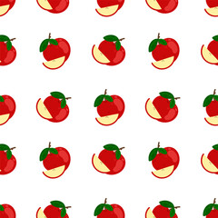 Apple seamless pattern on a white background. Hand drawn design