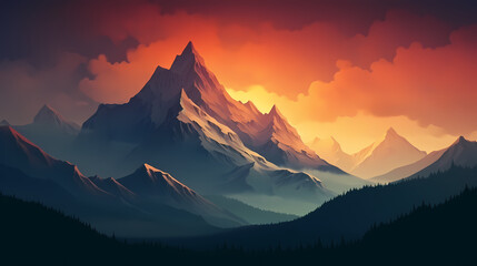 Stunning mountains, panoramic peaks PPT background