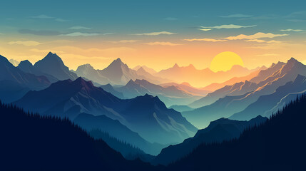 Stunning mountains, panoramic peaks PPT background
