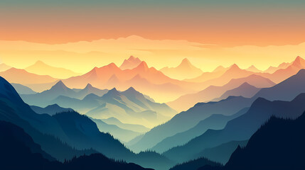 Stunning mountains, panoramic peaks PPT background