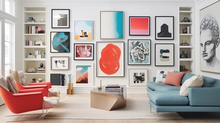 Include a gallery wall with a mix of abstract artwork, framed inspirational quotes, and personal photos for a personalized touchar