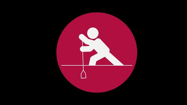 Pictograma de los Juegos Ol&iacute;mpicos de lado derecho con el deporte pirag&uuml;ismo en esprint con alpha en un circulo rojo