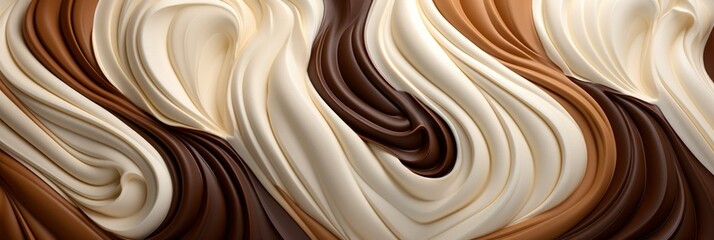 texture of dark and brown chocolate, ice cream or dessert cream. concept cream, ice cream, texture, desserts, sweet - obrazy, fototapety, plakaty