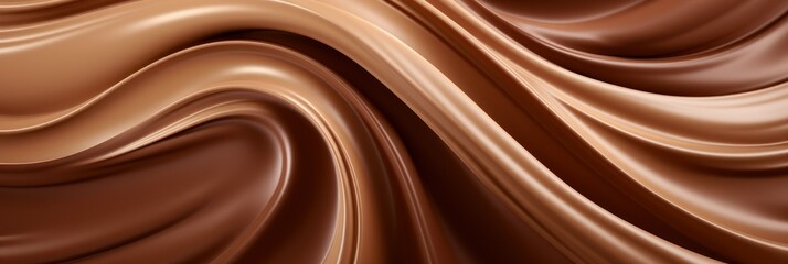 texture of chocolate or liquid caramel close-up, banner with space for text sweets. concept, caramel, cream, liquid, spirals, background, sugar, dessert
