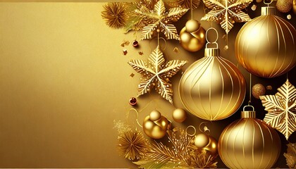 golden christmas balls with ribbon