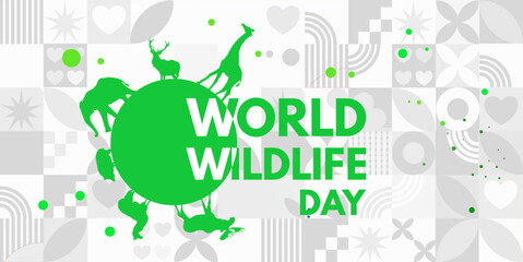  World Wildlife Day- vector illustration, banner