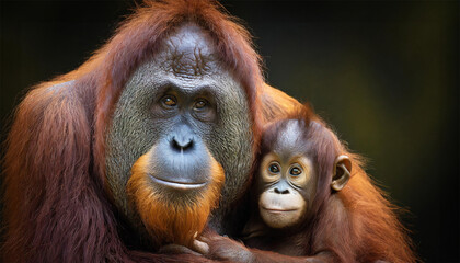 Orang-Utan mit Baby