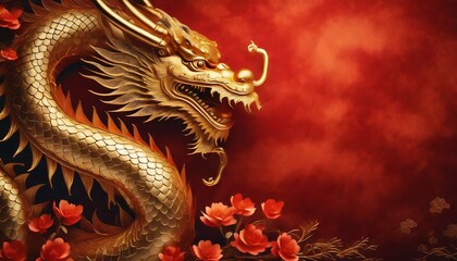 golden dragon on red wall