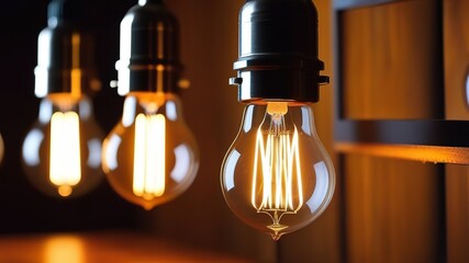 Old vintage light bulbs. Close-up. Generated AI